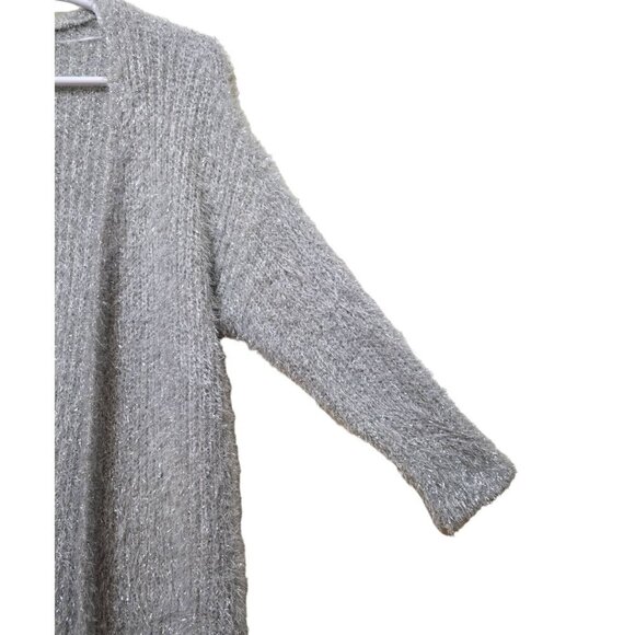 Lane Bryant Silver Open-Front Metallic Eyelash Cardigan Sz 22/24 - Picture 6 of 11